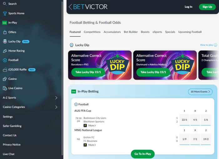 BetVictor Betting Markets