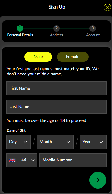 Parimatch Registration