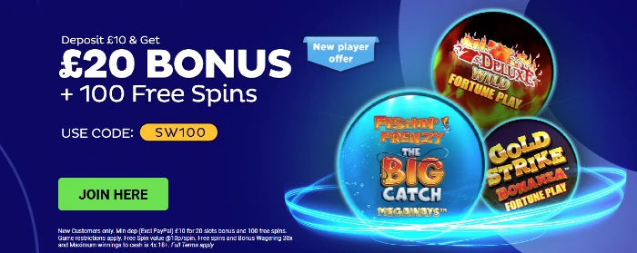 Spin and Win welcome offer with bonus code