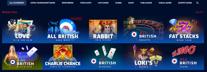 All British Casino Game List