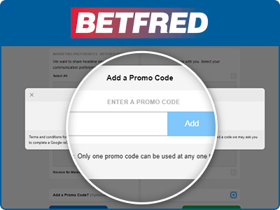 Location of the Betfred promo code box